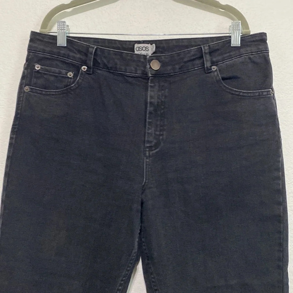 ASOS Denim Black Wash Ripped Knee High Rise Jeans Size 34 - Picture 2 of 7